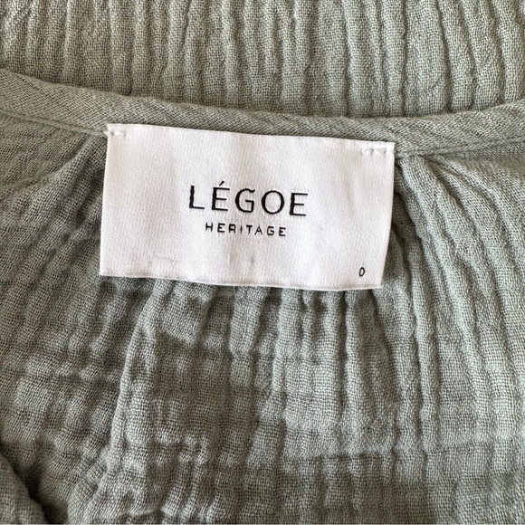 LÉGOE HERITAGE Mayfield Maternity Dress Sage Green Cotton Pockets  Slits SZ *0 - Picture 7 of 10